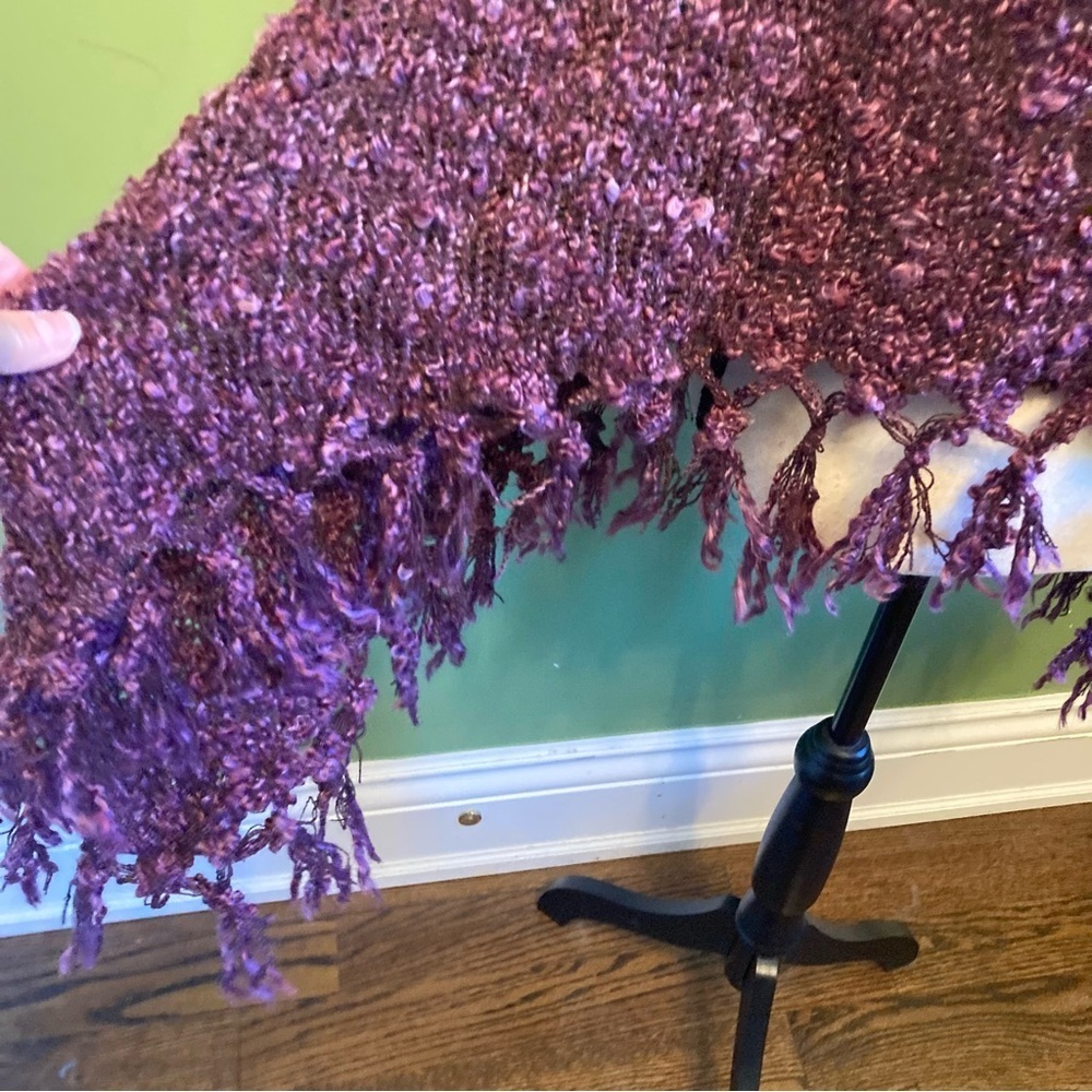 Purple Textured Button-Up Poncho - Picture 4 of 5